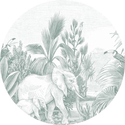 Estahome Behangcirkel - Jungle - Ø 140 cm - Groen